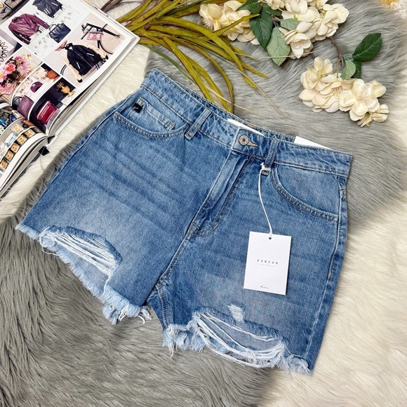 NEW KanCan High Rise Women’s Cutoff Frayed Denim Shorts Sz 27 - Picture 1 of 10